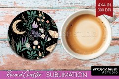 Celestial Moth Round Coaster - Moth Coaster PNG Sublimation Product Image 1