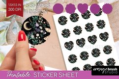 Celestial Moth Round Sticker - Moth Printable Sticker Sheet Product Image 1
