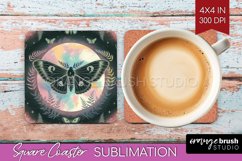 Celestial Moth Square Coaster - Moth Coaster PNG Sublimation Product Image 1