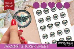 Celestial Moth Round Sticker - Moth Printable Sticker Sheet Product Image 1