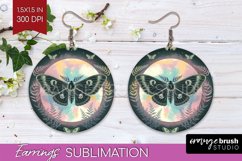 Celestial Moth Round Earrings - Moth PNG Sublimation Product Image 1