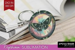 Celestial Moth Keychain PNG - Moth Keychain Sublimation Product Image 1