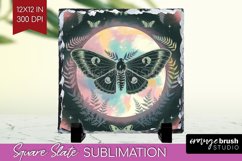 Celestial Moth Slate PNG - Moth Square Slate Sublimation Product Image 1