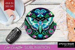Celestial Moth Car Coaster - Moth Coaster PNG Sublimation Product Image 1