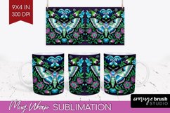 Celestial Moth Mug Wrap - Moth Mug PNG Sublimation Product Image 1