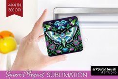 Celestial Moth Magnet Sublimation - Moth Square Magnet PNG Product Image 1