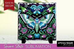 Celestial Moth Slate PNG - Moth Square Slate Sublimation Product Image 1