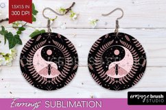 Celestial Moth Round Earrings - Moth PNG Sublimation Product Image 1