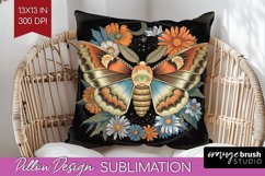 Celestial Moth Pillow Sublimation - Moth Pillow Cover PNG Product Image 1