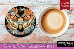 Celestial Moth Round Coaster - Moth Coaster PNG Sublimation Product Image 1
