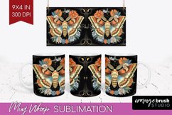 Celestial Moth Mug Wrap - Moth Mug PNG Sublimation Product Image 1