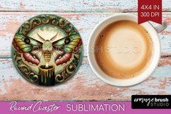 Celestial Moth Round Coaster - Moth Coaster PNG Sublimation Product Image 1