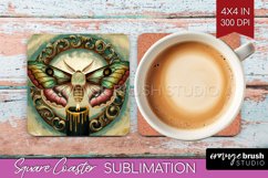 Celestial Moth Square Coaster - Moth Coaster PNG Sublimation Product Image 1