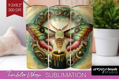 Celestial Moth Tumbler Wrap - Moth Tumbler PNG Sublimation Product Image 1
