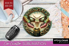 Celestial Moth Car Coaster - Moth Coaster PNG Sublimation Product Image 1