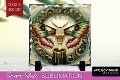 Celestial Moth Slate PNG - Moth Square Slate Sublimation Product Image 1