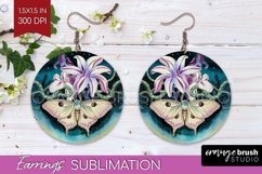 Celestial Moth Round Earrings - Moth PNG Sublimation Product Image 1