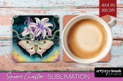 Celestial Moth Square Coaster - Moth Coaster PNG Sublimation Product Image 1