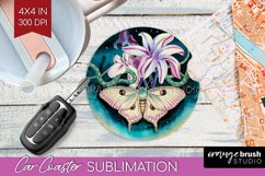 Celestial Moth Car Coaster - Moth Coaster PNG Sublimation Product Image 1