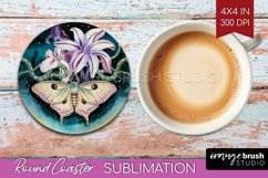 Celestial Moth Round Coaster - Moth Coaster PNG Sublimation Product Image 1