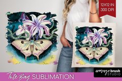 Celestial Moth Tote Bag - Moth Tote Bag PNG Sublimation Product Image 1