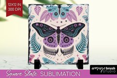 Celestial Moth Slate PNG - Moth Square Slate Sublimation Product Image 1
