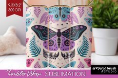 Celestial Moth Tumbler Wrap - Moth Tumbler PNG Sublimation Product Image 1