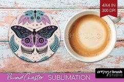 Celestial Moth Round Coaster - Moth Coaster PNG Sublimation Product Image 1