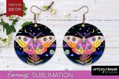 Celestial Moth Round Earrings - Moth PNG Sublimation Product Image 1