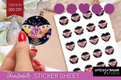 Celestial Moth Round Sticker - Moth Printable Sticker Sheet Product Image 1
