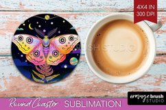 Celestial Moth Round Coaster - Moth Coaster PNG Sublimation Product Image 1