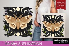 Celestial Moth Tote Bag - Moth Tote Bag PNG Sublimation Product Image 1