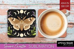 Celestial Moth Square Coaster - Moth Coaster PNG Sublimation Product Image 1