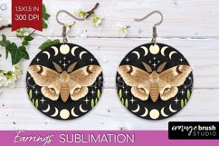 Celestial Moth Round Earrings - Moth PNG Sublimation Product Image 1