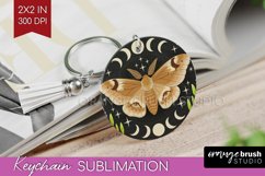 Celestial Moth Keychain PNG - Moth Keychain Sublimation Product Image 1