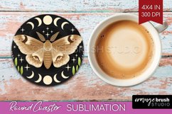 Celestial Moth Round Coaster - Moth Coaster PNG Sublimation Product Image 1