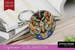 Celestial Moth Keychain PNG - Moth Keychain Sublimation Product Image 1