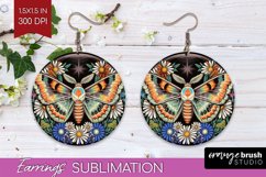 Celestial Moth Round Earrings - Moth PNG Sublimation Product Image 1