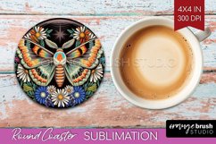 Celestial Moth Round Coaster - Moth Coaster PNG Sublimation Product Image 1
