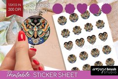 Celestial Moth Round Sticker - Moth Printable Sticker Sheet Product Image 1