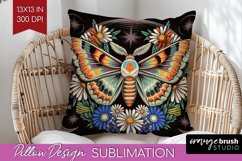 Celestial Moth Pillow Sublimation - Moth Pillow Cover PNG Product Image 1