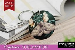 Celestial Moth Keychain PNG - Moth Keychain Sublimation Product Image 1