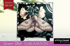 Celestial Moth Slate PNG - Moth Square Slate Sublimation Product Image 1