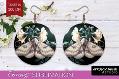Celestial Moth Round Earrings - Moth PNG Sublimation Product Image 1
