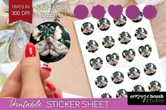 Celestial Moth Round Sticker - Moth Printable Sticker Sheet Product Image 1