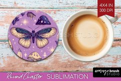 Celestial Moth Round Coaster - Moth Coaster PNG Sublimation Product Image 1