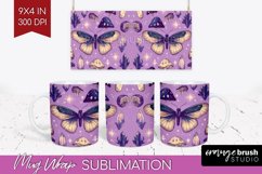 Celestial Moth Mug Wrap - Moth Mug PNG Sublimation Product Image 1