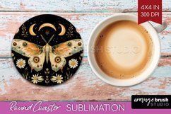 Celestial Moth Round Coaster - Moth Coaster PNG Sublimation Product Image 1