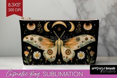 Celestial Moth Cosmetic Bag - Moth Makeup Bag PNG Product Image 1