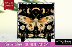 Celestial Moth Slate PNG - Moth Square Slate Sublimation Product Image 1